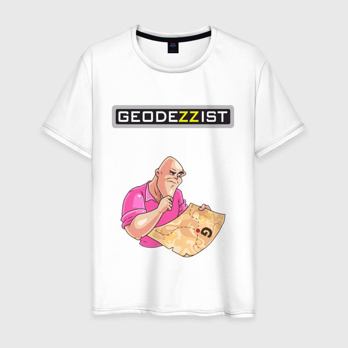 Мужская футболка из хлопка с принтом Geodezzist, вид спереди №1