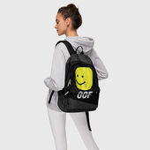 Рюкзак с принтом Roblox Oof Мем для любого человека, вид спереди №4. Цвет основы: белый