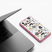 Чехол для iPhone 7/8 матовый с принтом Котики для любого человека, вид спереди №5. Цвет основы: малиновый