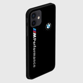 Чехол для iPhone 12 mini с принтом BMW PERFORMANCE | БМВ для любого человека, вид спереди №3. Цвет основы: черный