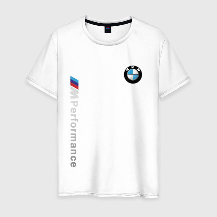 Мужская футболка из хлопка с принтом BMW M Performance, вид спереди №1