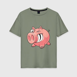 Свин – Женская футболка хлопок Oversize с принтом купить со скидкой в -16%