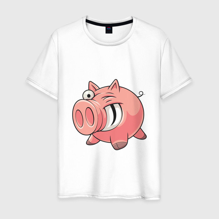 Мужская футболка из хлопка с принтом Свин, вид спереди №1
