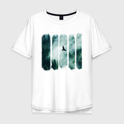 Орёл над хвойным лесом – Мужская футболка хлопок Oversize с принтом купить со скидкой в -16%