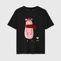 Свинка – Женская футболка хлопок Oversize с принтом купить со скидкой в -16%