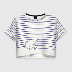 Муми-тролль рисует полосы – Женская футболка Crop-top 3D с принтом купить