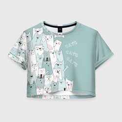 Cats – Женская футболка Crop-top 3D с принтом купить