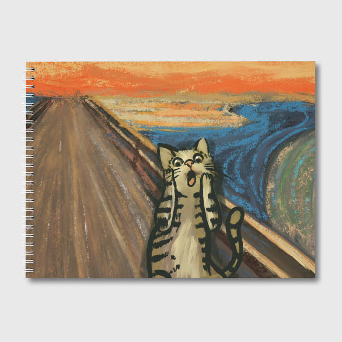 Альбом для рисования с принтом Крик котика, вид спереди №1