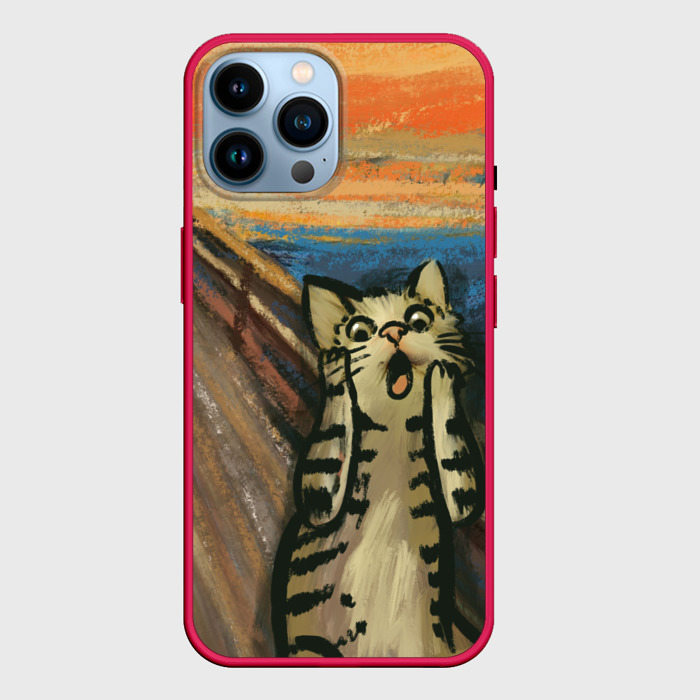 Чехол для iPhone 14 Pro Max с принтом Крик котика, вид спереди №1
