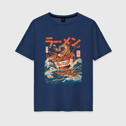 Great Ramen off Kanagawa – Женская футболка хлопок Oversize с принтом купить со скидкой в -16%