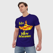 Футболка с принтом The Beatles. Yellow Submarine для мужчины, вид на модели спереди №2. Цвет основы: белый