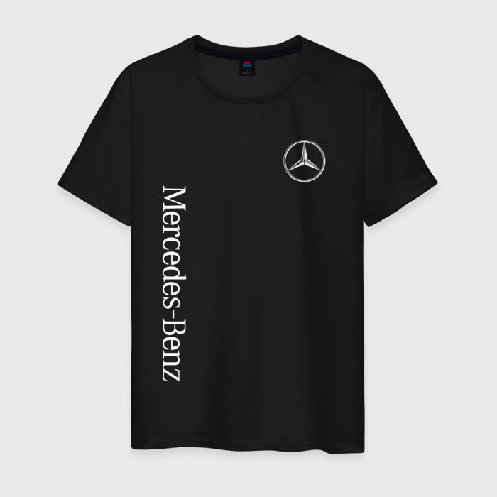 Мужская футболка из хлопка с принтом Mercedes-Benz AMG Мерседес, вид спереди №1