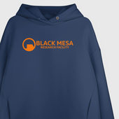 Светящееся худи с принтом Half-life black Mesa для любого человека, вид спереди №6. Цвет основы: темно-синий