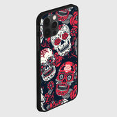 Чехол для iPhone 12 Pro с принтом Мексиканские черепа для любого человека, вид спереди №3. Цвет основы: черный
