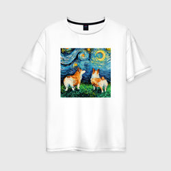 Корги Ван Гога – Женская футболка хлопок Oversize с принтом купить со скидкой в -16%