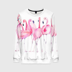 Фламинго розовый на белом – Женский свитшот 3D с принтом купить со скидкой в -35%