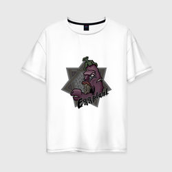 ЗомбиБаклажан – Женская футболка хлопок Oversize с принтом купить со скидкой в -16%