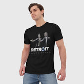 Футболка с принтом Detroit Become Human для мужчины, вид на модели спереди №2. Цвет основы: белый