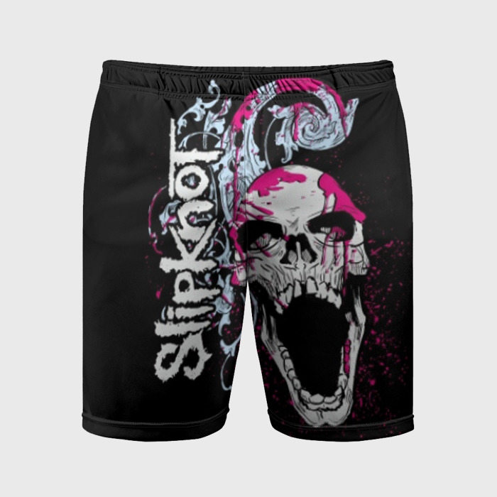 Мужские шорты спортивные с принтом Slipknot, вид спереди №1