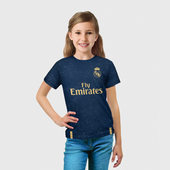 Футболка с принтом Sergio Ramos away 19-20 для ребенка, вид на модели спереди №3. Цвет основы: белый