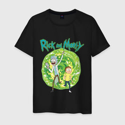 Rick and Morty in the Portal – Мужская футболка хлопок с принтом купить со скидкой в -20%