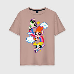 Bubbles, Blossom, Buttercup – Женская футболка хлопок Oversize с принтом купить со скидкой в -16%