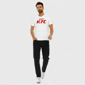 Футболка из премиального хлопка с принтом Боец KFC для мужчины, вид на модели спереди №3. Цвет основы: белый