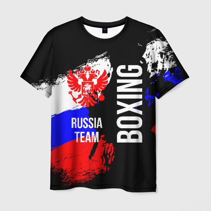 Мужская футболка с принтом Boxing Russia Team, вид спереди №1