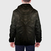 Куртка с принтом Косуха терминатора для мужчины, вид на модели сзади №2. Цвет основы: черный