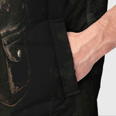 Жилет с принтом Косуха терминатора для мужчины, вид на модели спереди №4. Цвет основы: черный