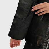 Куртка с принтом Косуха терминатора для женщины, вид на модели спереди №4. Цвет основы: черный