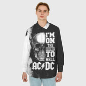Рубашка с принтом AC/DC для любого человека, вид спереди №2. Цвет основы: белый