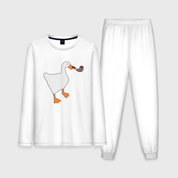Мужская пижама из хлопка (с лонгсливом) с принтом Untitled Goose, вид спереди №1