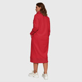 Платье с принтом Без дизайна для женщины, вид на модели сзади №3. Цвет основы: красный