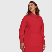 Платье с принтом Без дизайна для женщины, вид на модели спереди №5. Цвет основы: красный