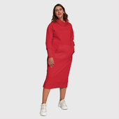 Платье с принтом Без дизайна для женщины, вид на модели спереди №6. Цвет основы: красный