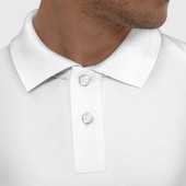 Мужское поло из хлопка с вышивкой с принтом Без дизайна для любого человека, вид спереди №3. Цвет основы: белый