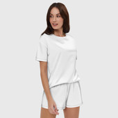 Женская пижама с шортиками из хлопка с принтом Без дизайна для любого человека, вид спереди №2. Цвет основы: белый