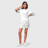 Платье-футболка из хлопка с принтом Без дизайна для любого человека, вид спереди №2. Цвет основы: белый