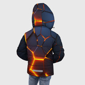 Куртка с принтом Разлом неоновых плит в трехмерном для любого человека, вид сзади №2. Цвет основы: черный