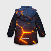 Куртка с принтом Разлом неоновых плит в трехмерном для любого человека, вид сзади №1. Цвет основы: черный