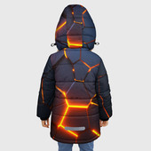 Куртка с принтом Разлом неоновых плит в трехмерном для любого человека, вид сзади №2. Цвет основы: черный