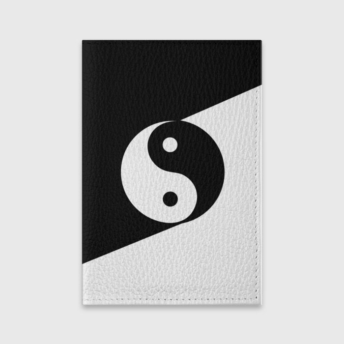 Обложка для паспорта матовая кожа с принтом Инь — янь #1, вид спереди №1