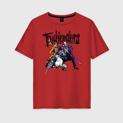 Troublemakers - Джокер и Харви с Пингвином – Женская футболка хлопок Oversize с принтом купить со скидкой в -16%
