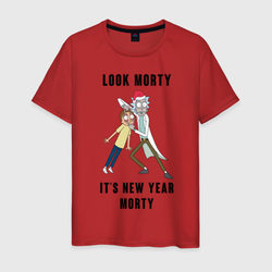 Look Morty IT's new year Morty – Мужская футболка хлопок с принтом купить со скидкой в -20%