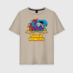 Super Powers – Женская футболка хлопок Oversize с принтом купить со скидкой в -16%