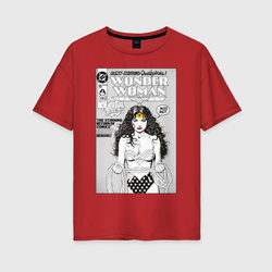 Wonder Woman обложка – Женская футболка хлопок Oversize с принтом купить со скидкой в -16%