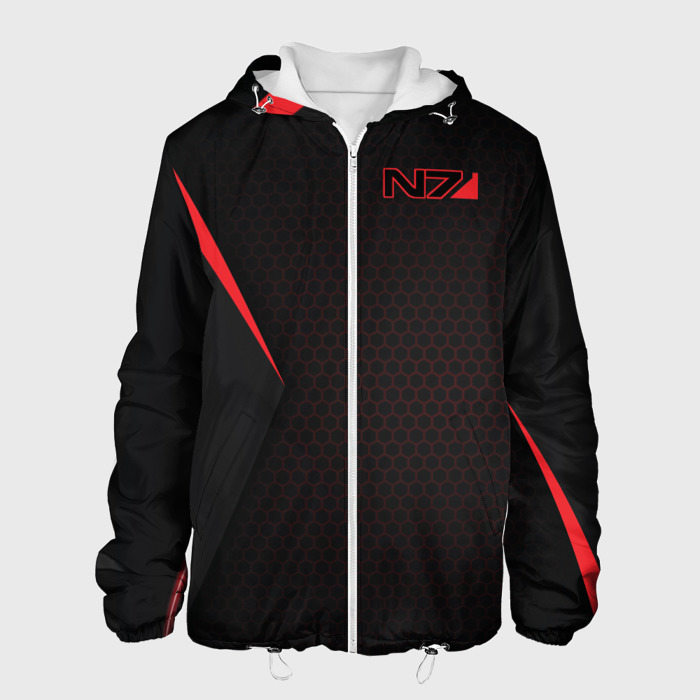 Мужская куртка с принтом Mass Effect N7, вид спереди №1