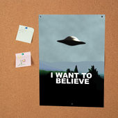 Постер с принтом I want to believe для любого человека, вид спереди №2. Цвет основы: белый