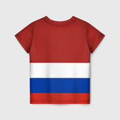 Футболка с принтом СССР — Россия для ребенка, вид сзади №1. Цвет основы: белый